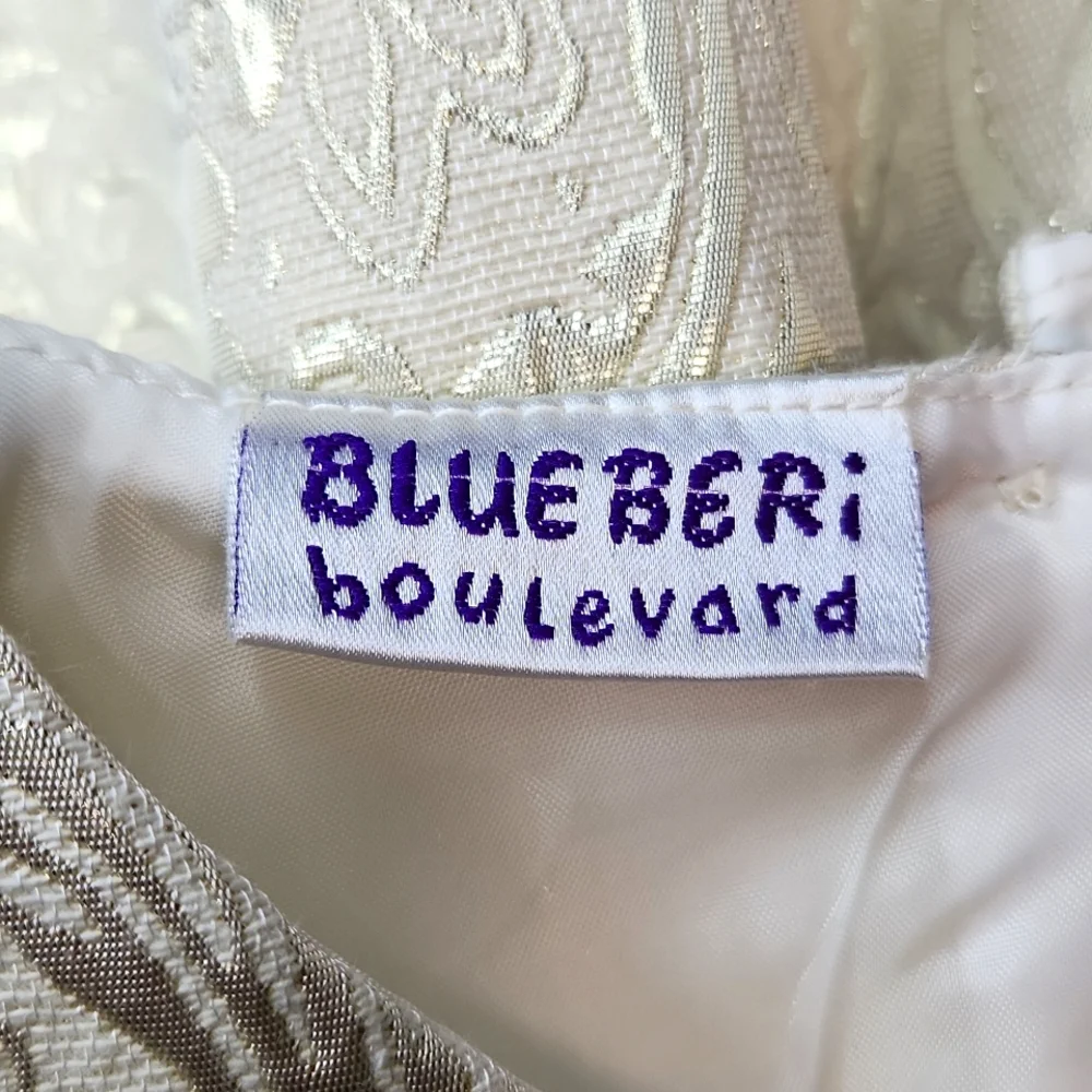 Blueberi Boulevard Brocade Cream & Gold Girls Dress, Size 2T ~ NWT - Picture 8 of 8